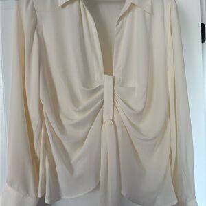 Dynamite Beige Deep V-neck Blouse XL